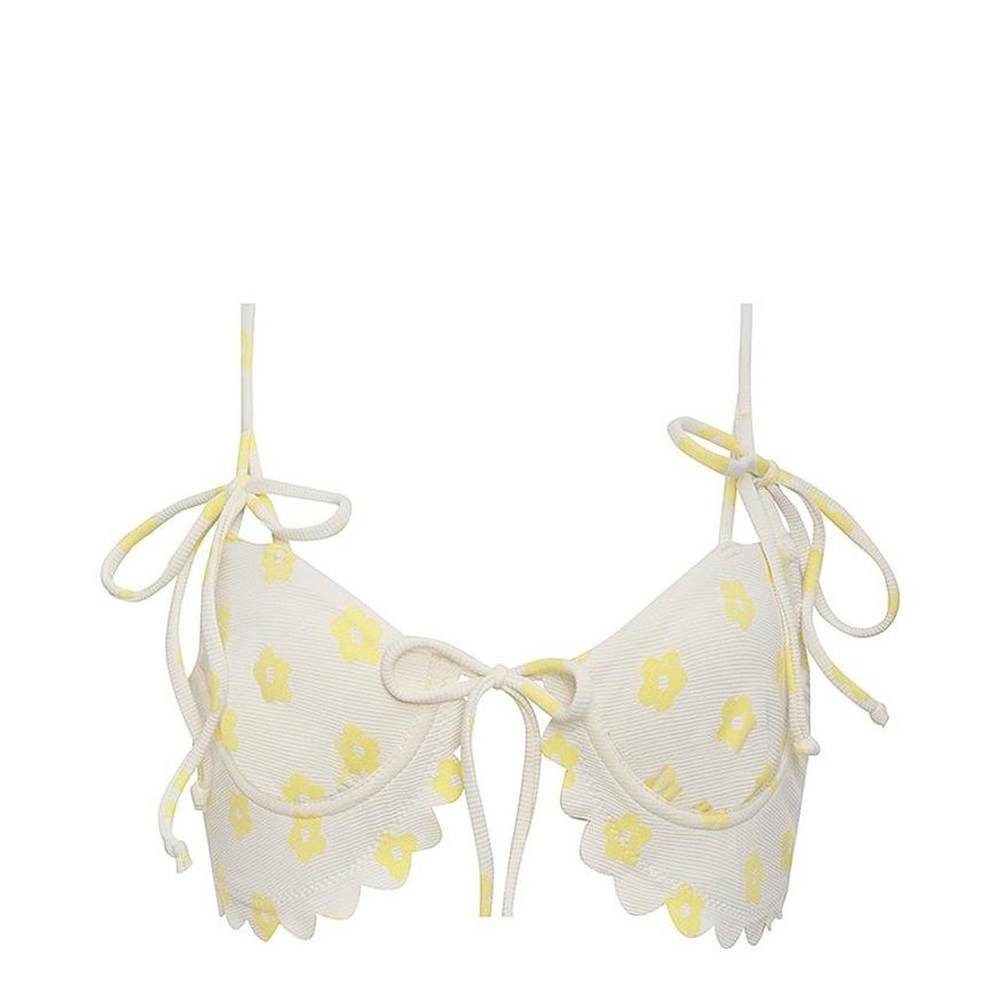 NWT For Love & Lemons Floral Dana Swim Top Bikini
